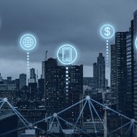 Futuristic smart city with 5G global network technology Futuristic smart city with 5G global network technology
