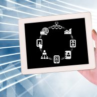 composite of hand using tablet computer with earth background composite of hand using tablet computer with earth background